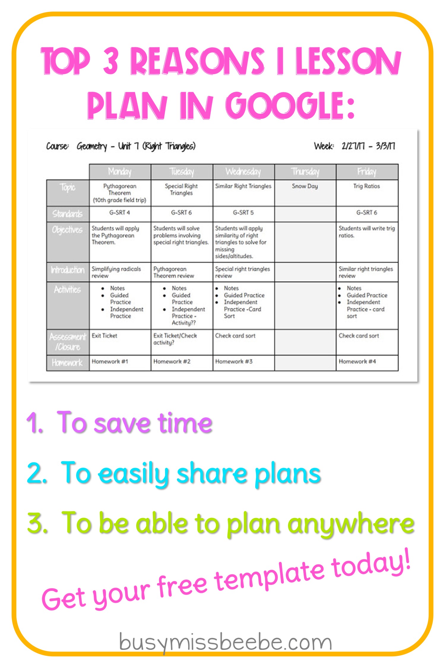 Google Docs Lesson Plans Template Busy Miss Beebe